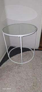 Leuk tafeltje met glasplaat wit, Minder dan 55 cm, Gebruikt, Rond, Ophalen
