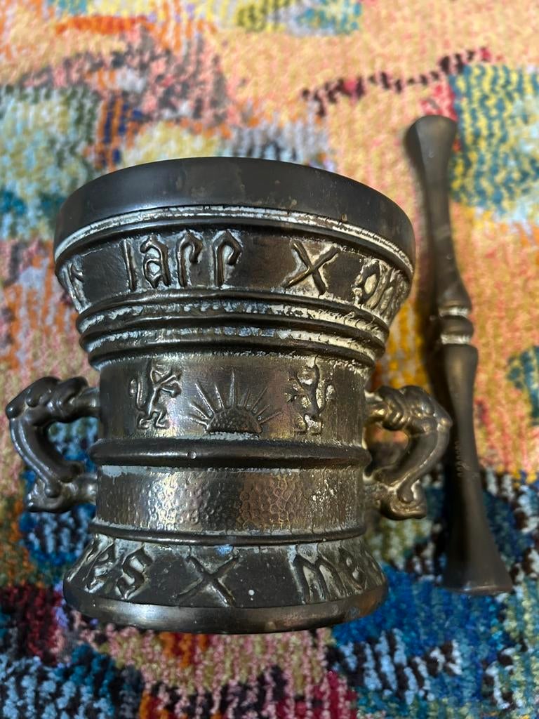 Vijzel massief messing, Antiek en Kunst, Antiek | Koper en Brons, Ophalen of Verzenden, Koper