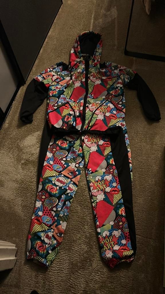 Super leuk carnavalspak , joggingpak maat L pop art, Ophalen of Verzenden, Zo goed als nieuw, Carnaval