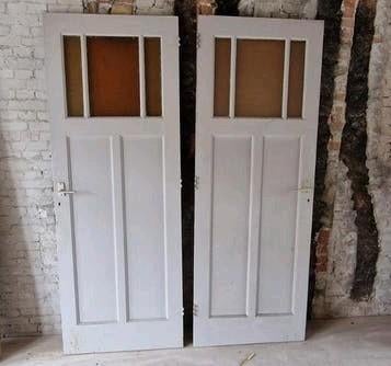 Paneeldeuren met glas  775 x 2105mm 2 stuks, Doe-het-zelf en Verbouw, Deuren en Horren, Ophalen, Gebruikt, Binnendeur, 200 tot 215 cm
