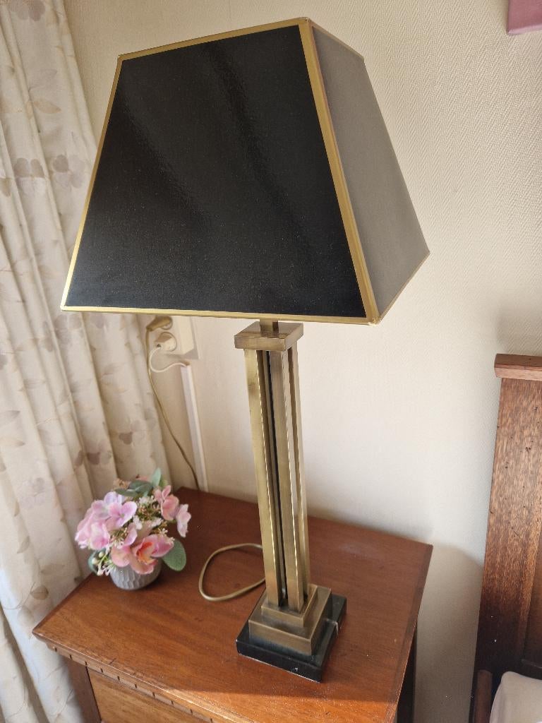 Schemerlamp van messing met granieten voet, Ophalen, Zo goed als nieuw, Overige materialen, 50 tot 75 cm