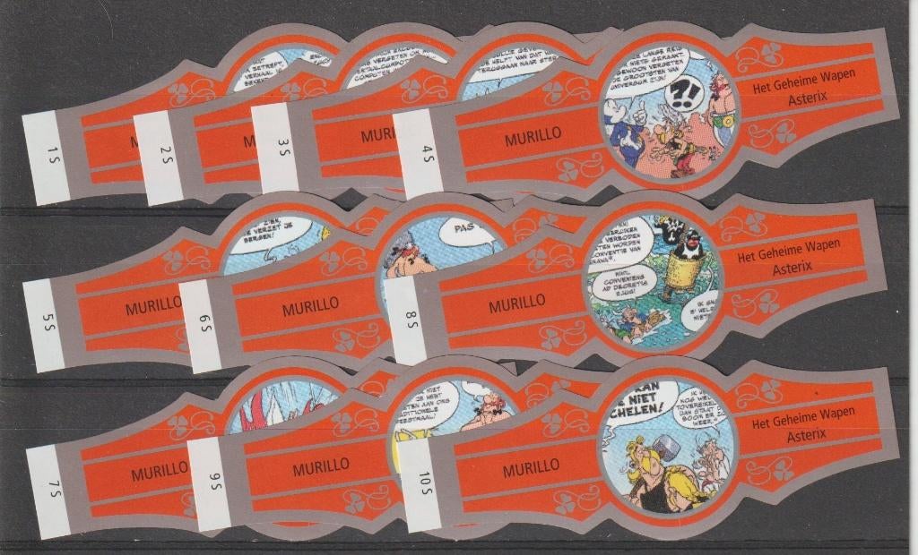 reeks  1290  asterix   1-10 sigarenbanden, Ophalen of Verzenden, Zo goed als nieuw, Sigarenbandjes