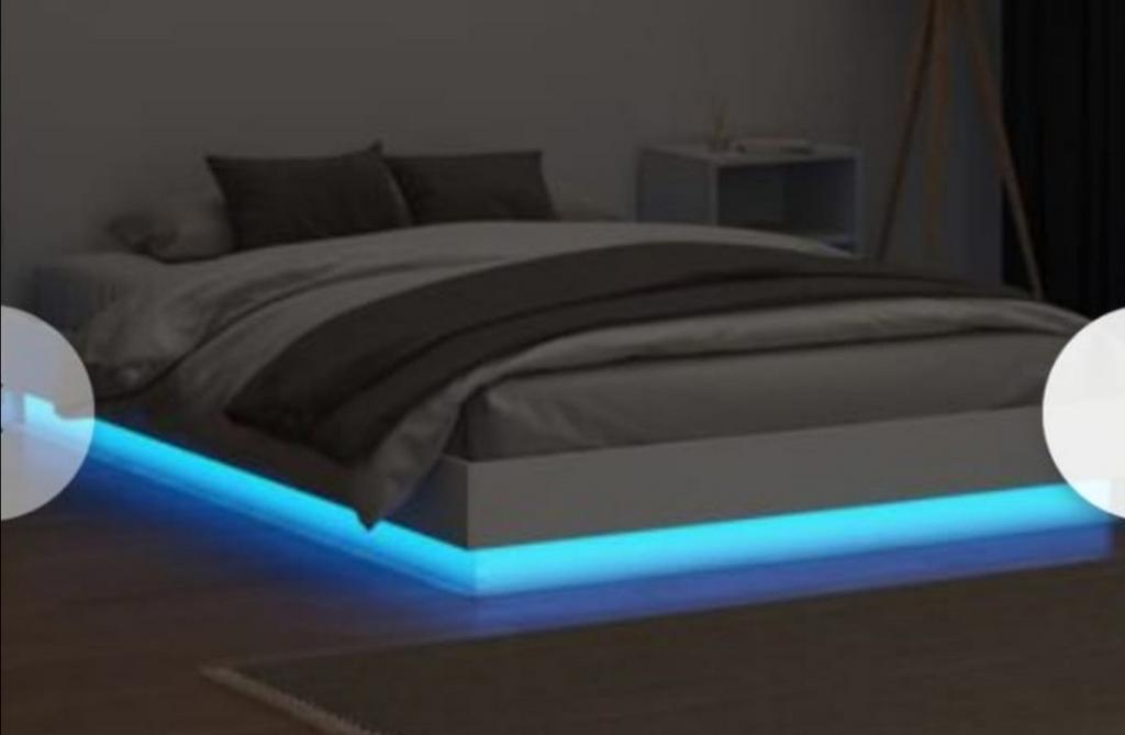 VidaXL bedframe met Led verlichting en lattenbodem 1.60x2.00, Ophalen, Gebruikt, Wit, Tweepersoons