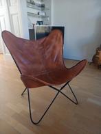 Vlinderstoel leer, Huis en Inrichting, Stoelen, Ophalen, Gebruikt, Bruin, Eén