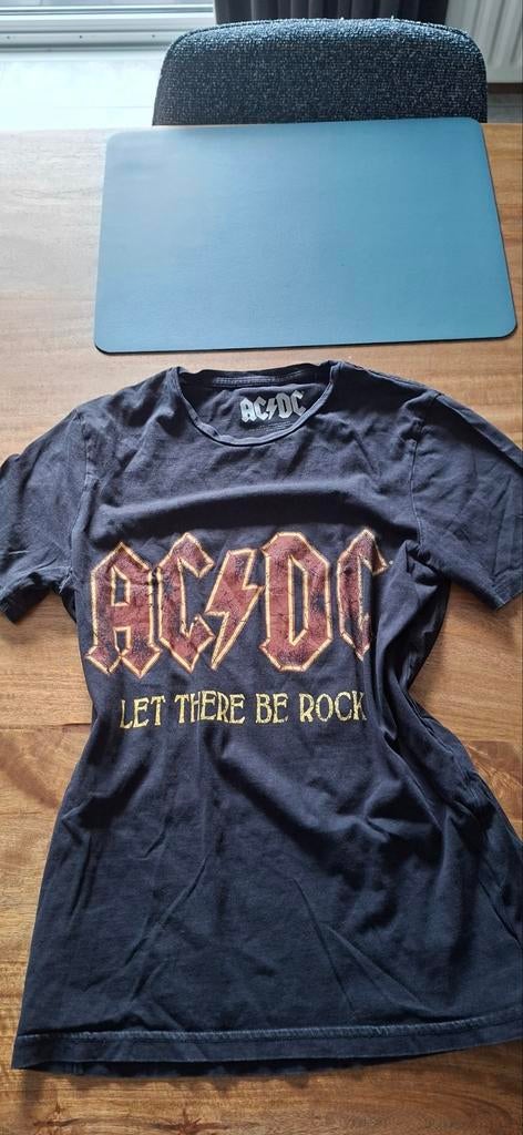 Zwart acdc tshirt, Verzenden, Zwart, Korte mouw, Maat 36 (S)