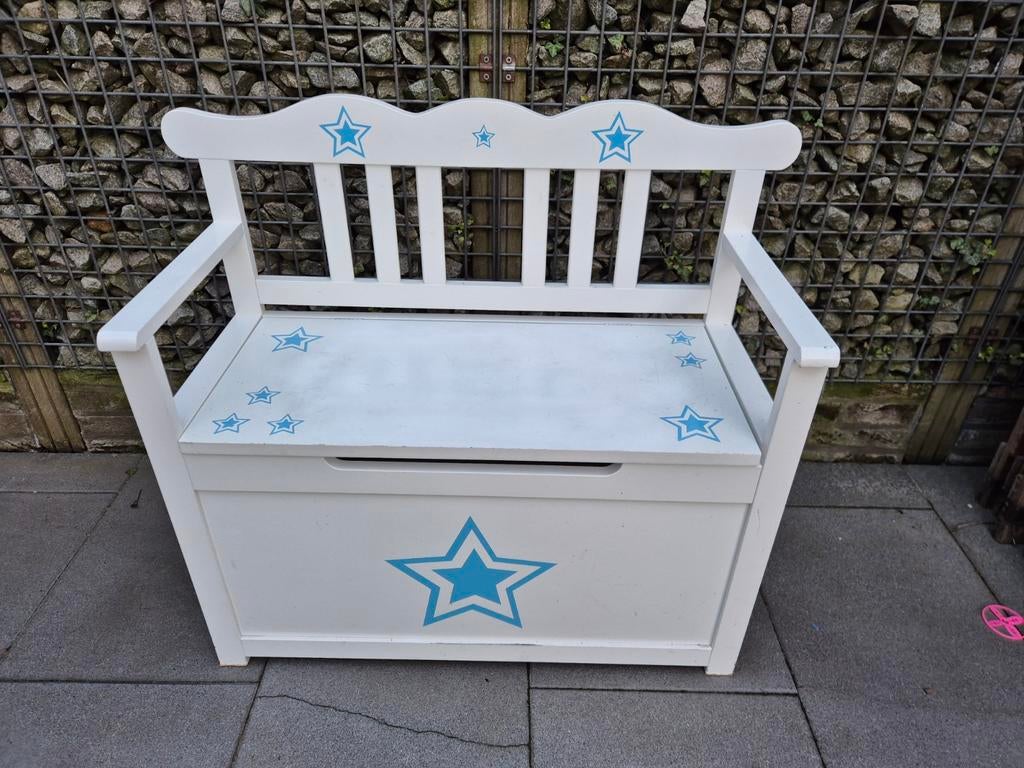 Mooi kinderbankje met opbergruimte en sterren, Kinderen en Baby's, Kinderkamer | Overige Meubels, Gebruikt, Overige typen, Ophalen