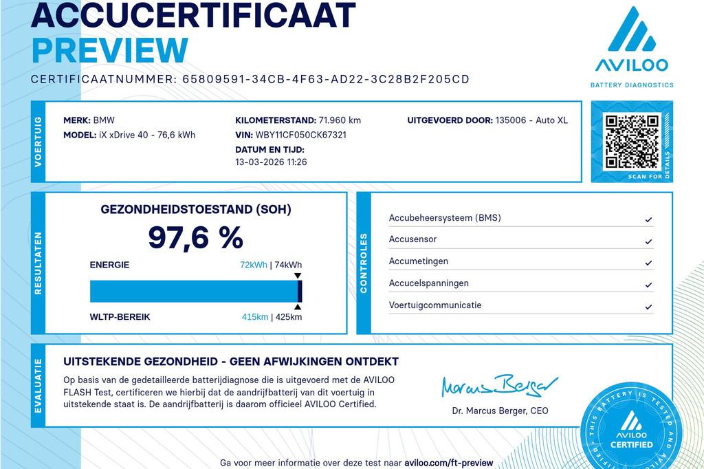 BMW iX xDrive40 Shadow Line 77 kWh (98% SOH) Pano-dak Adap.C, Auto's, BMW, Automaat, 34 min, Gebruikt, Zwart