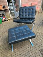 Barcelona chair stoel met kunstlederen voetenbank, Ophalen, Overige materialen, Modern design, Gebruikt