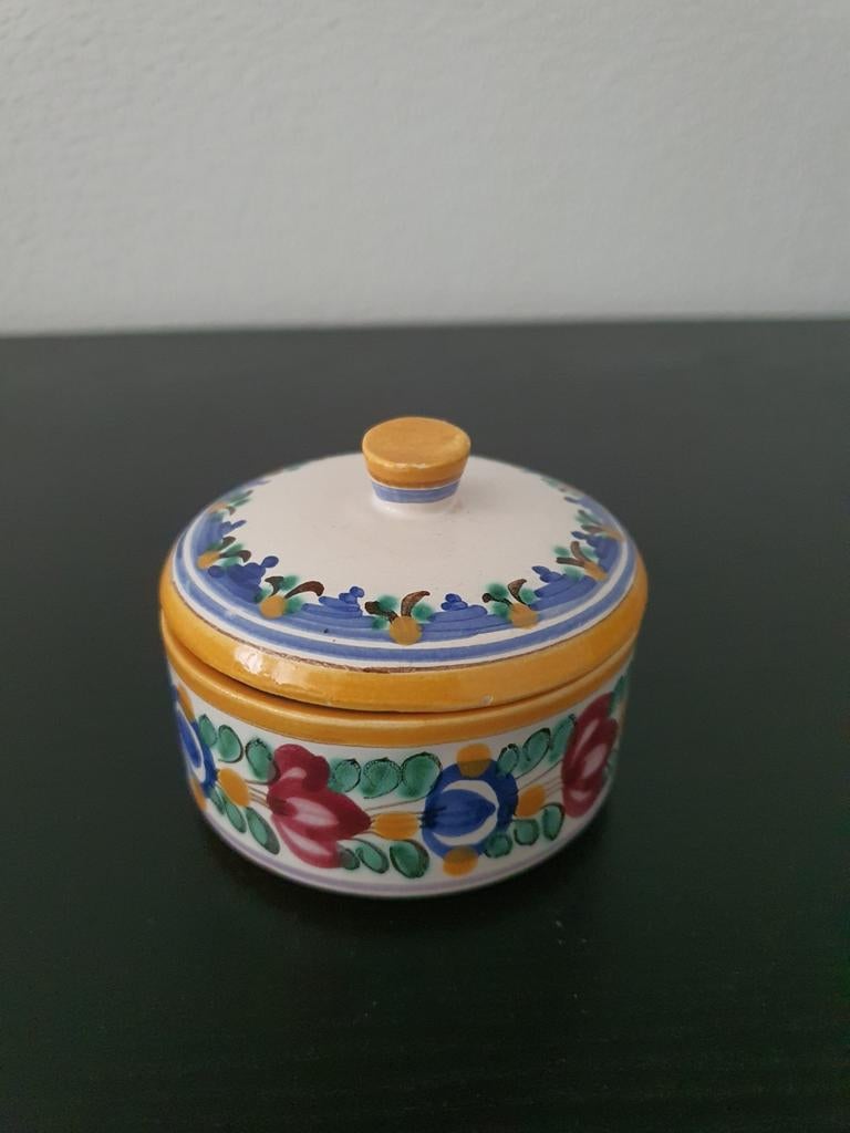 Vintage Hand Painted Pottery Floral Sieradenbakje, Antiek en Kunst, Ophalen of Verzenden