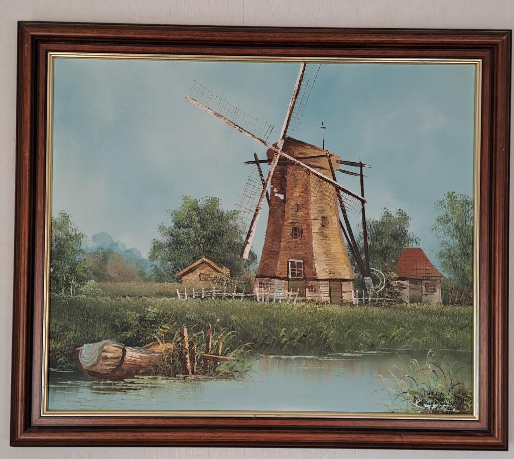 2 schilderijen landschap en zeezicht, Antiek en Kunst, Kunst | Schilderijen | Klassiek, Ophalen