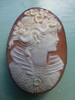 Antieke Zilveren Hanger / Broche grote Camee / 5 cm  x 4 cm, Verzenden, Zilver, Hanger, Met edelsteen
