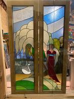 mooi ensemble art nouveau glas in lood, Ophalen of Verzenden