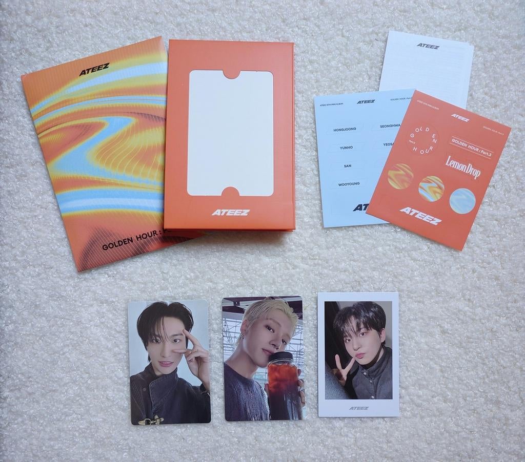 Ateez golden hour part 3 poca Seonghwa/Wooyoung/Jongho, Verzenden, Zo goed als nieuw, Foto of Kaart
