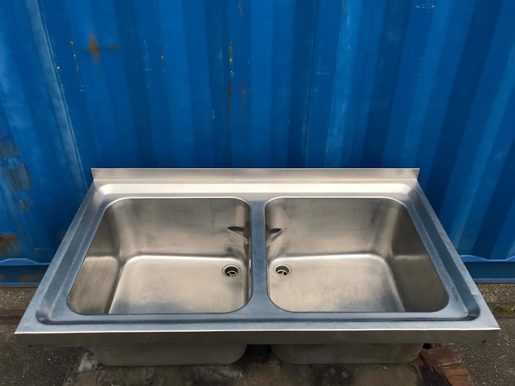 grote dubbele RVS werkplaats/ keuken  grote spoelbak unit, Ophalen
