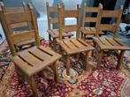 Vintage brutalist Eiken stoelen unieke 6 delige set! Zie oms, Ophalen, Gebruikt, Hout