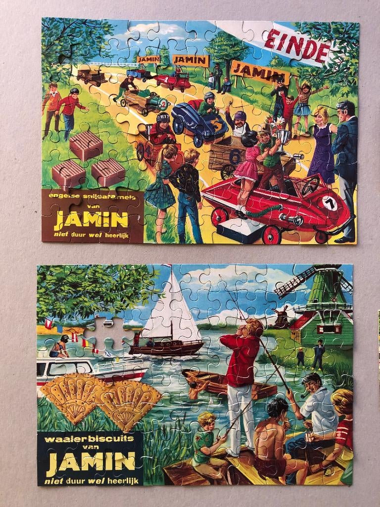 Twee Jamin reclamepuzzeltjes iig voor 1960, Ophalen of Verzenden, Gebruikt, Overige typen
