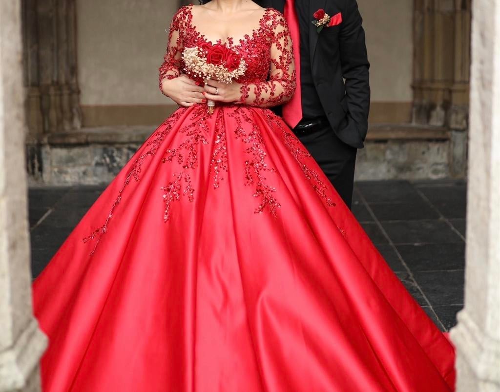 Prachtige Henna/Verlovingsjurk - Rode Galajurk, Kleding | Dames, Gelegenheidskleding, Galajurk, Ophalen of Verzenden, Zo goed als nieuw