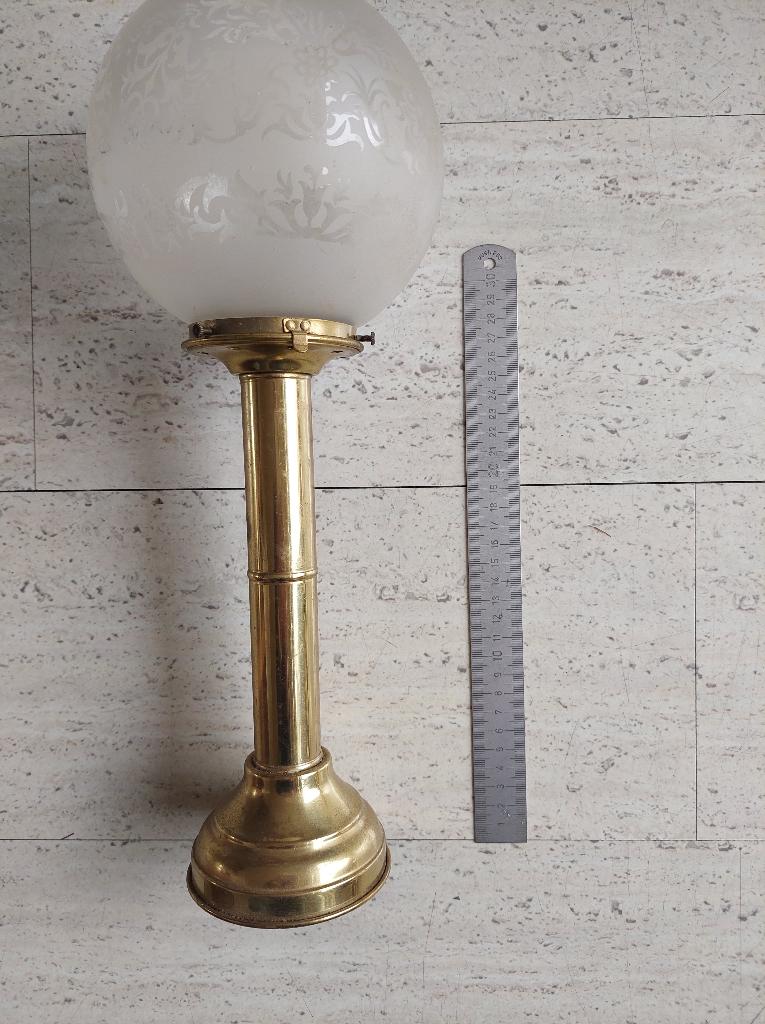 Dinerlamp glazen bol, Antiek en Kunst, Antiek | Kandelaars, Ophalen, Koper of Brons