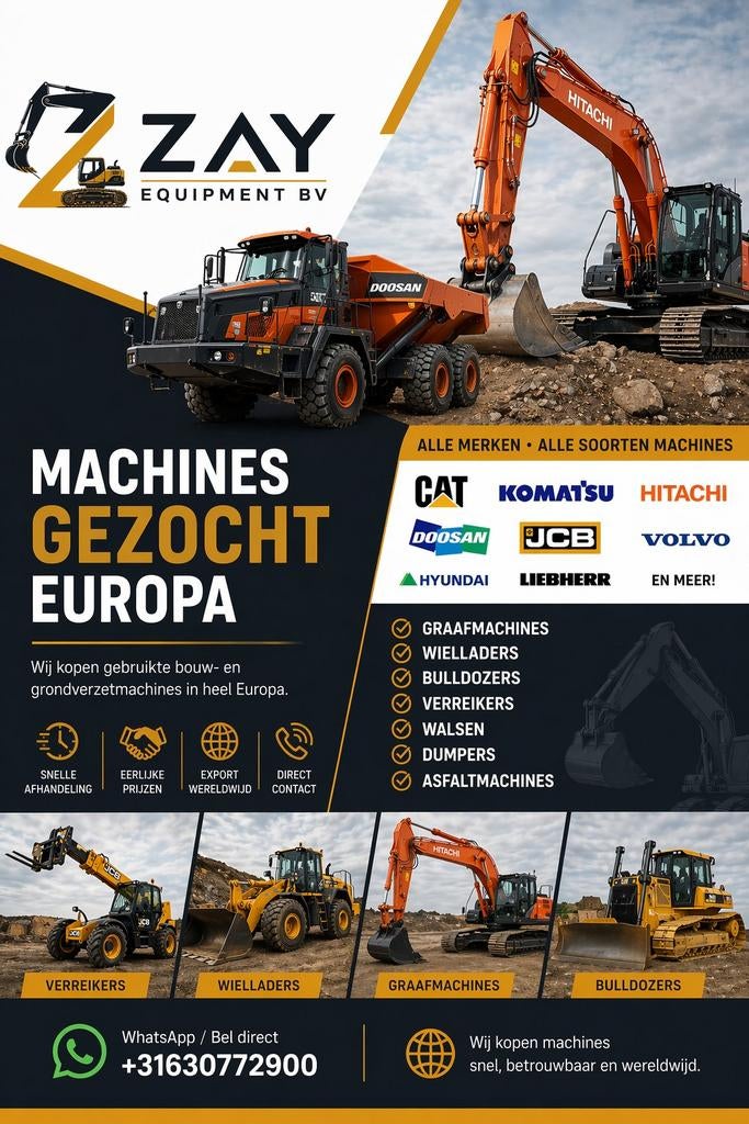 GEZOCHT BOUWMACHINES, GRONDVERZET MACHINES, Ophalen of Verzenden