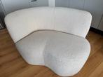 Woood fauteuil beige bouclé stof met leuning links, Ophalen, 75 tot 100 cm, Zo goed als nieuw, Stof