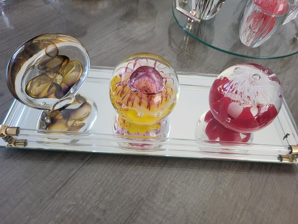 Set van 3 glazen presse-papiers 💫, Meerkleurig, Ophalen of Verzenden, Zo goed als nieuw, Modern