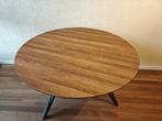 Ronde houten eettafel met 3 stalen poten - 130cm, Gebruikt, Rond, Vier personen, Ophalen