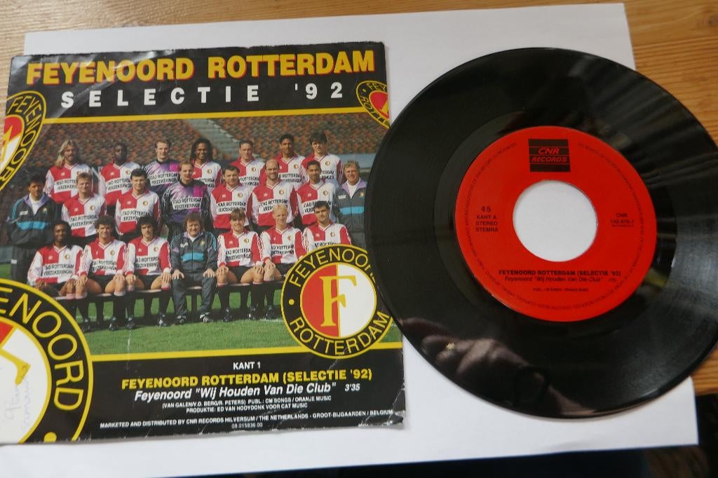 Single: Feyenoord Rotterdam (Selectie '92), Cd's en Dvd's, Vinyl Singles, Ophalen of Verzenden, Gebruikt, Nederlandstalig, Single