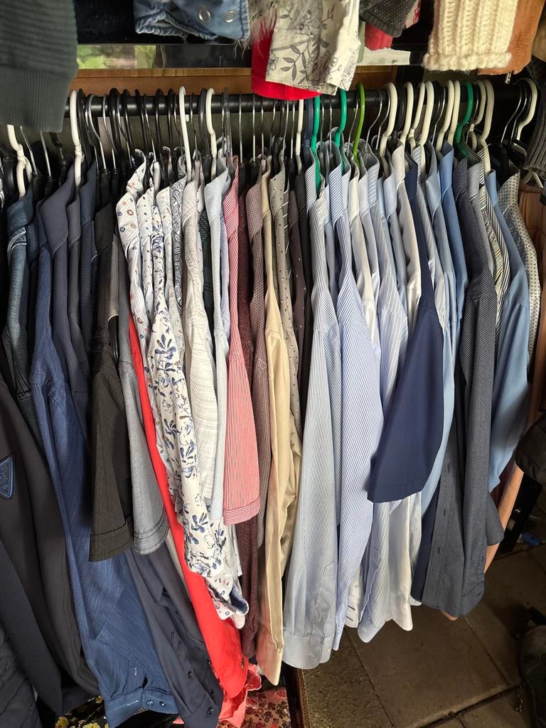 53 Heren Overhemden - Lange & Korte Mouw, Diverse Kleuren/Ma, Ophalen of Verzenden, Gedragen, Overige kleuren, Overige halswijdtes
