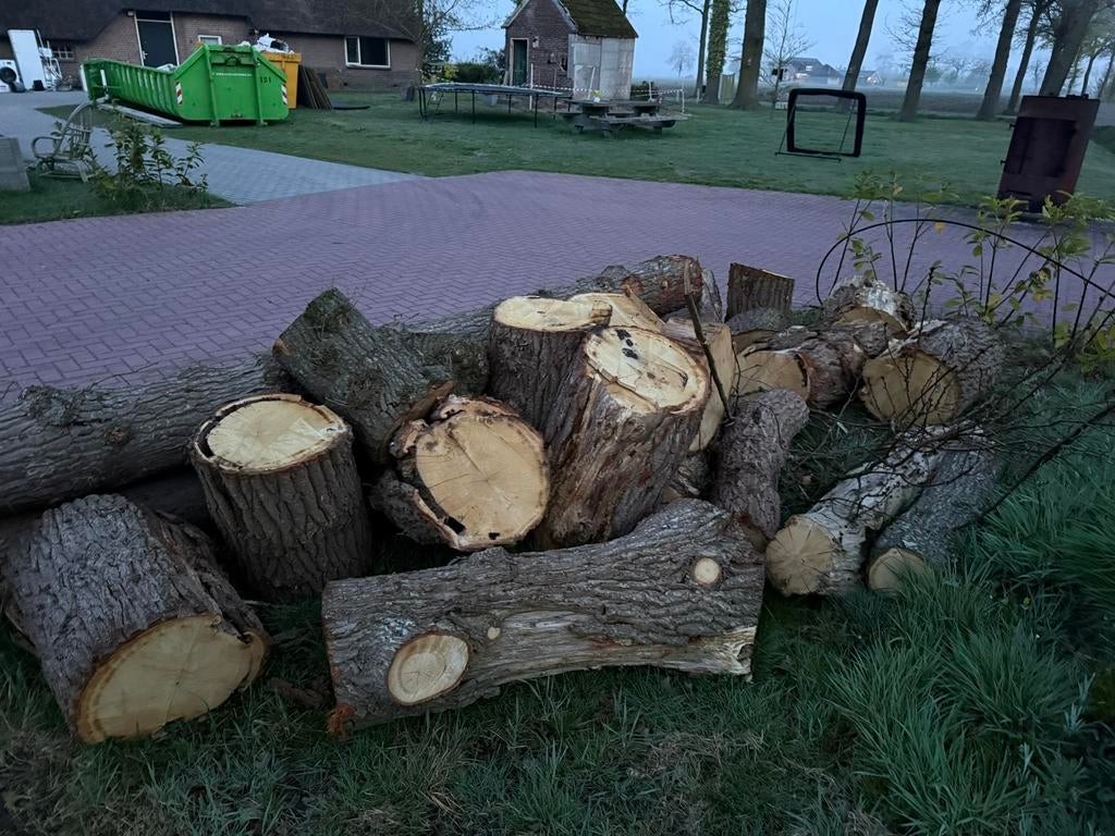 Eiken stammen zie foto ongeveer 7m3, Minder dan 3 m³, Ophalen of Verzenden