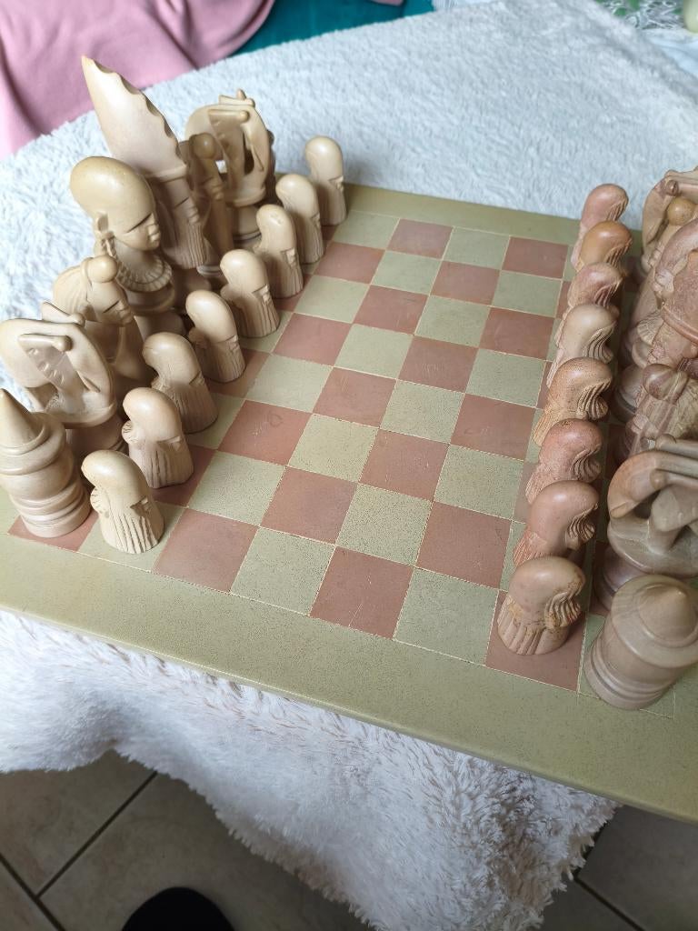 makonde stijl Afrikaans stenen schaakspel, Ophalen of Verzenden