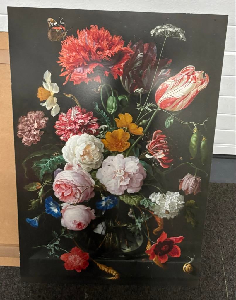 Schilderij Jan Davidz de Heem - Bloemenstilleven 60x90 cm, Antiek en Kunst, Ophalen