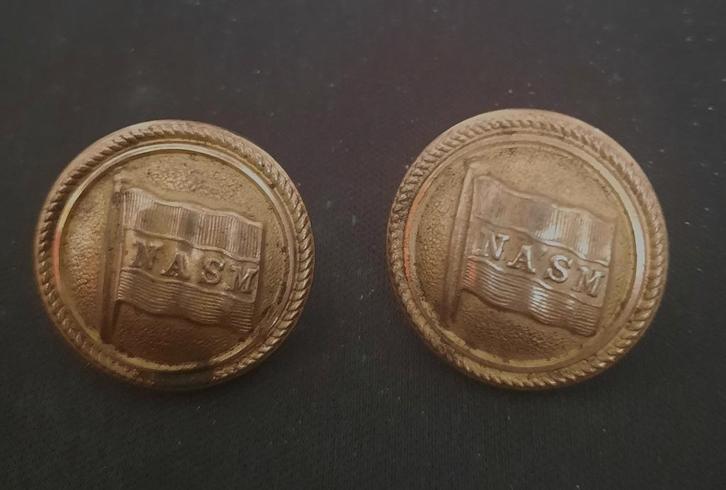 2 uniform knopen NASM, Verzamelen, Militaria | Algemeen, Landmacht, Overige typen, Nederland, Ophalen of Verzenden