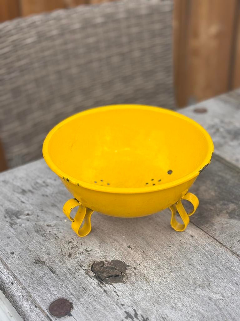 Emaille geel vergiet, Ophalen of Verzenden