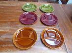 6 vintage keramiek fondue borden