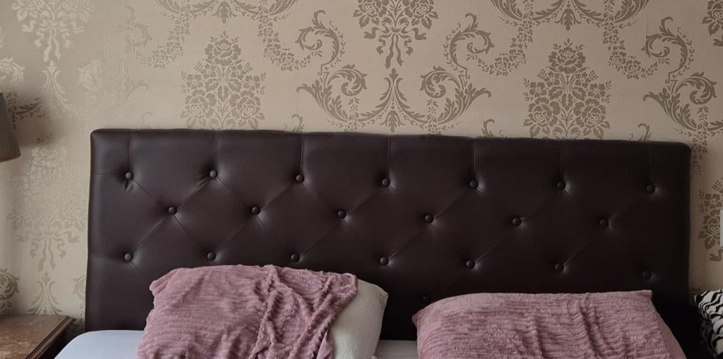 Hoofdboarding bed, Ophalen, Tweepersoons, 140 cm, Zo goed als nieuw