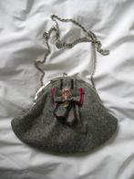 Mario Bologna Tas Tweed Stof Strik Geëmailleerd Uil Vintage, Ophalen of Verzenden, Zo goed als nieuw, Grijs, Handtas