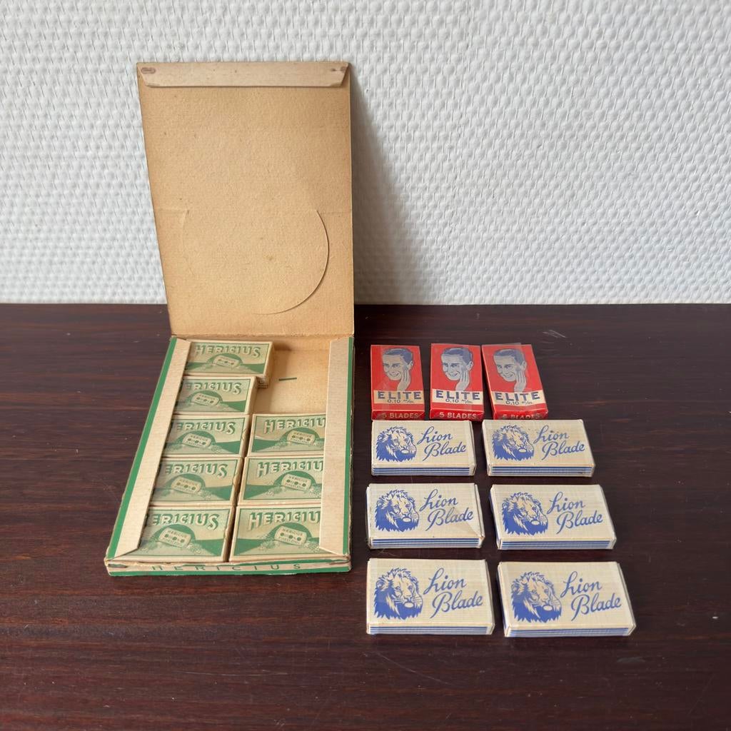 Set Brocante Antieke Scheermesjes in Doosjes, Hericus, Elite, Antiek en Kunst, Ophalen of Verzenden