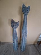 2 grote houten katten beelden 100/80 cm, Antiek en Kunst, Ophalen of Verzenden