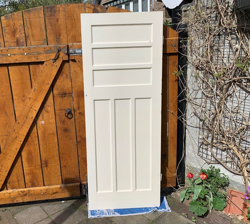 Paneeldeur linksdraaiend 200x77cm binnendeur jaren 30, Doe-het-zelf en Verbouw, Deuren en Horren, Gebruikt, Minder dan 80 cm, Binnendeur