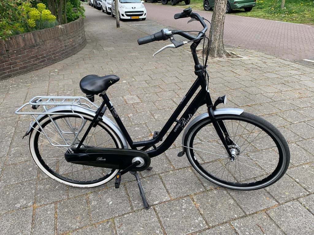 Cortina zwarte moederfiets met Yepp achterzitje, Fietsen en Brommers, Gebruikt, Dubbele standaard, 1 zitje, Ophalen