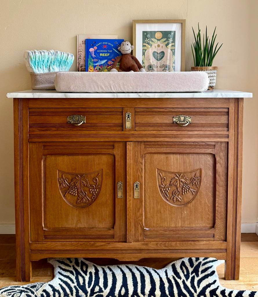 Antieke commode marmer blad, Ophalen, Zo goed als nieuw, 25 tot 50 cm