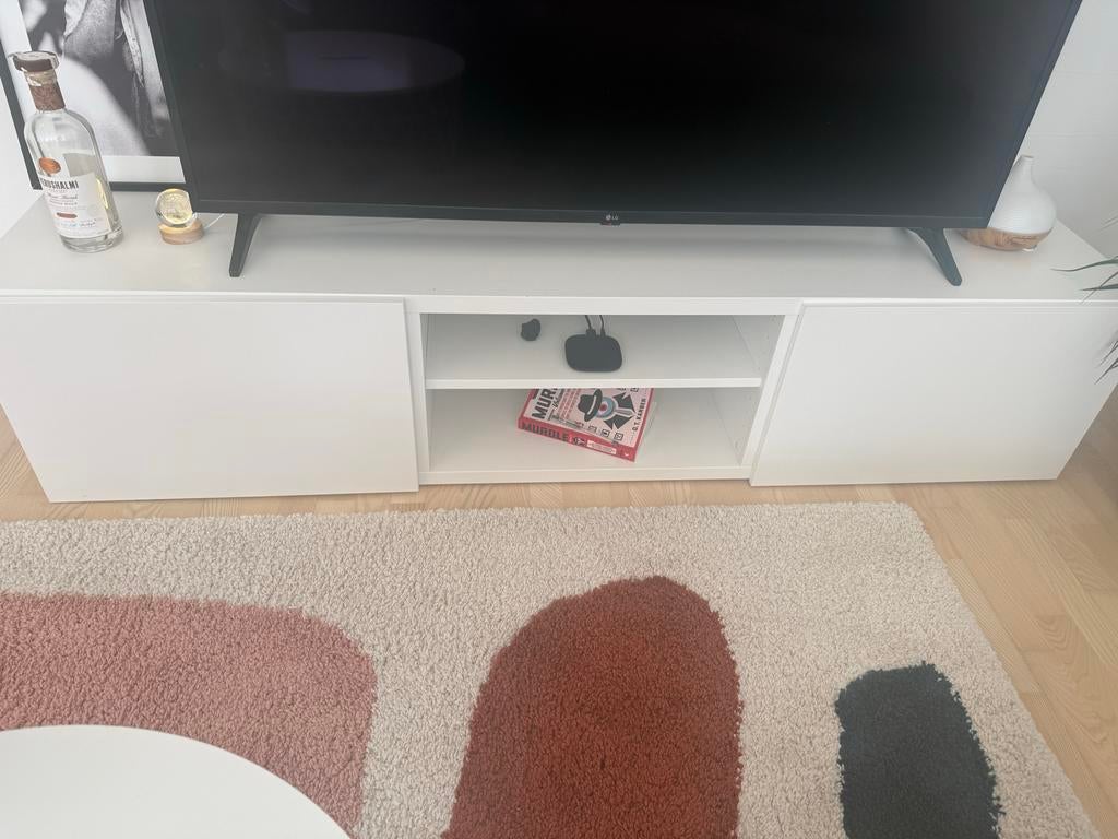 IKEA BESTÅ Tv-meubel wit/Lappviken wit 180x42x38 cm, Ophalen, Kunststof, 150 tot 200 cm, Zo goed als nieuw
