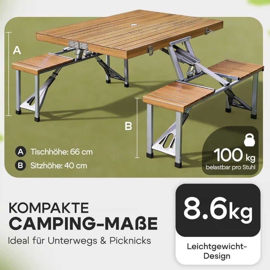 Picknickset picknicktafel campingtafel alu GRATIS BEZORGD!, Campingtafel, Verzenden, Nieuw, Nvt
