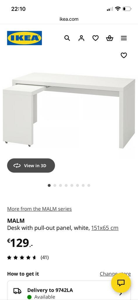 Ikea malm, Huis en Inrichting, Bureaus, Zo goed als nieuw, Ophalen