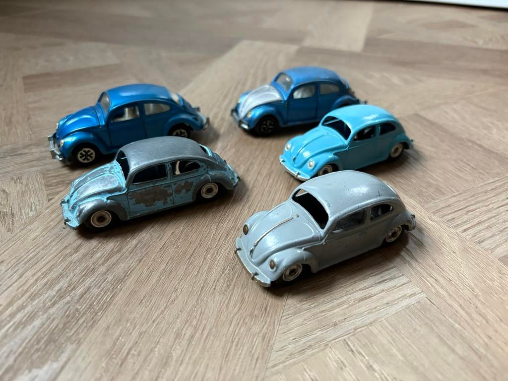 5 x Dinky Toys Volkswagen Kever, Overige merken, Gebruikt, 1:50 of kleiner, Auto