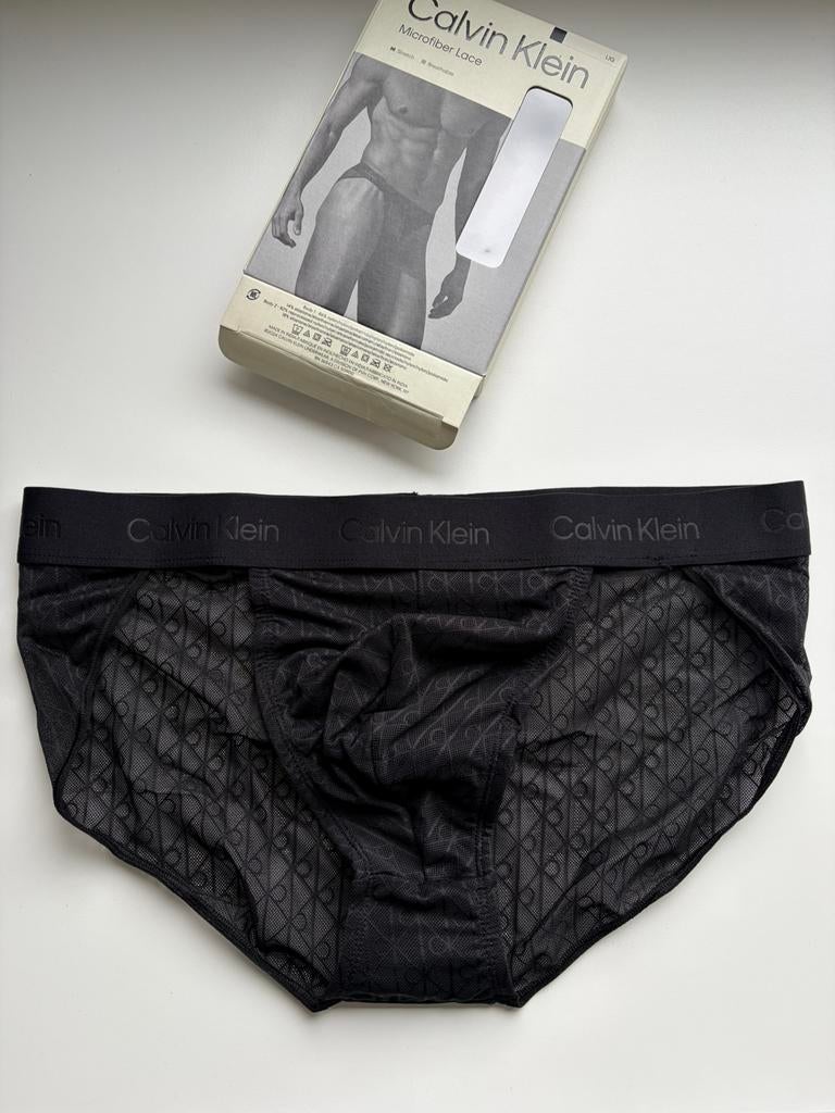 Cavin Klein Microfiber Lace Tanga, Verzenden, Zwart, Slip