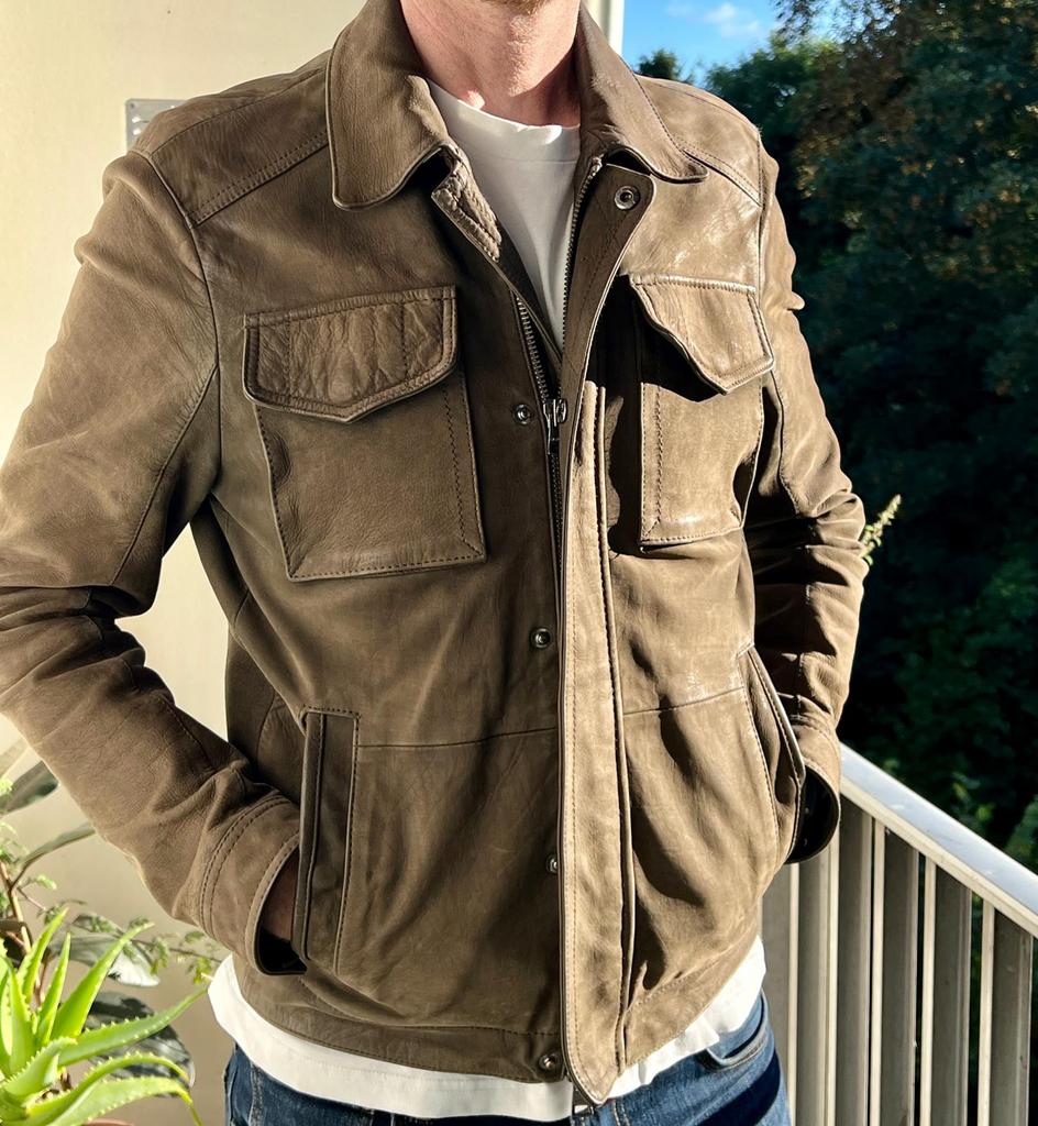 Tommy Hilfiger leren jas, Ophalen of Verzenden, Zo goed als nieuw, Maat 48/50 (M), Groen