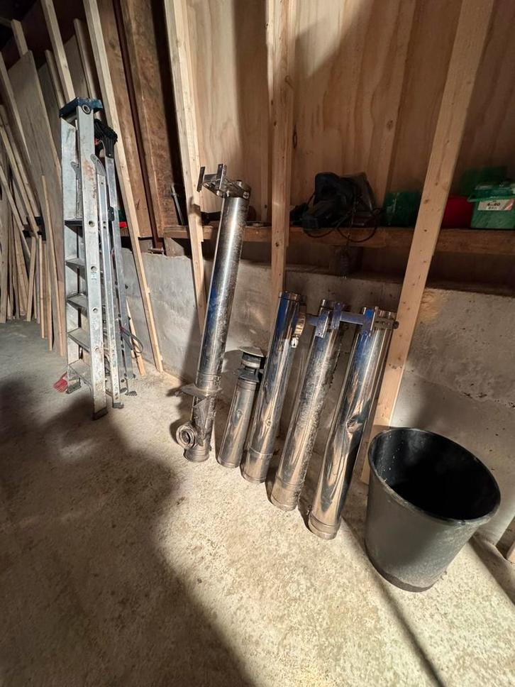 Rookgaskanaal rvs dubbelwandig 80-130, Doe-het-zelf en Verbouw, Buizen en Afvoer, Zo goed als nieuw, Rvs, 80 mm of meer, Ophalen of Verzenden