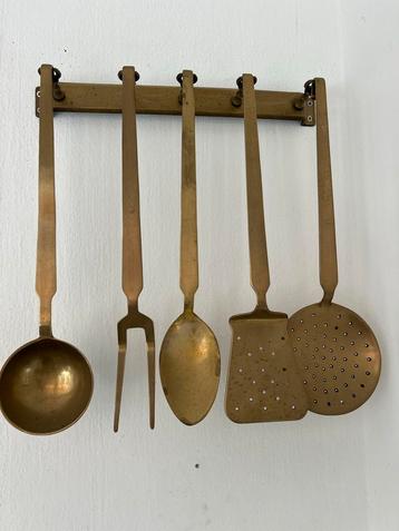 Antiek Koperen Keukengerei Set - 5 stuks beschikbaar voor biedingen