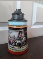 Antieke bierpul met mooie schilderingen., Verzamelen, Biermerken, Ophalen of Verzenden, Zo goed als nieuw, Pul(len)